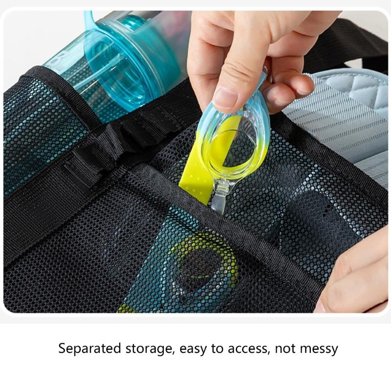 Nylon Hollow Mesh Beach Bag Large Capacity Quick Dry Pouch Single Shoulder Handheld Travel Wash Bag For Beach Travel