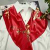 Women's Red Silk Scarf Head Wrap Fashion Chinese Style Peony Square Scarves Shawls 90*90cm Spring Autumn Head Scarf For Hair