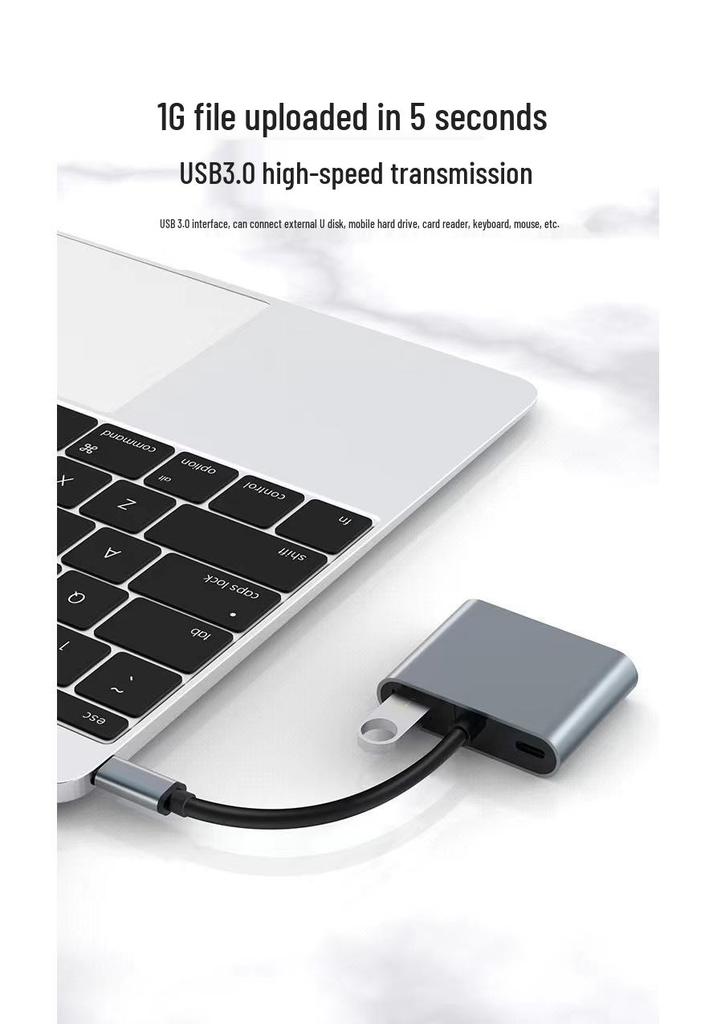 Type-C 4-in-1 Smart Dock: HDMI Screen Mirroring & High-Speed USB 3.0 Multi-Functional Expansion