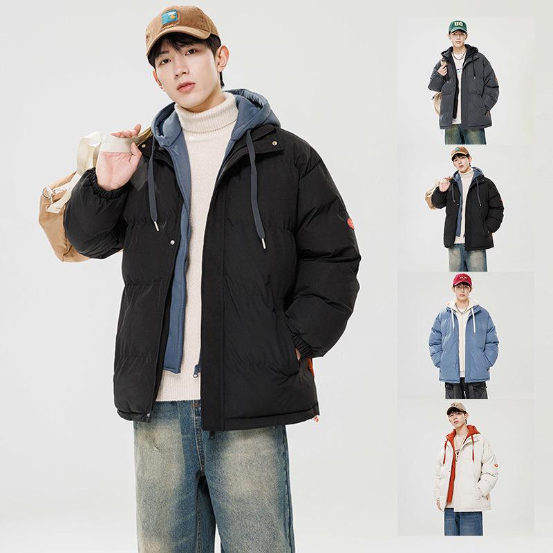 Large Size Cotton-padded Clothes Men's New Winter Thickened Cotton-padded Jackets Warm Hooded Jackets Fat Cotton-padded Clothes Fake Two Pieces