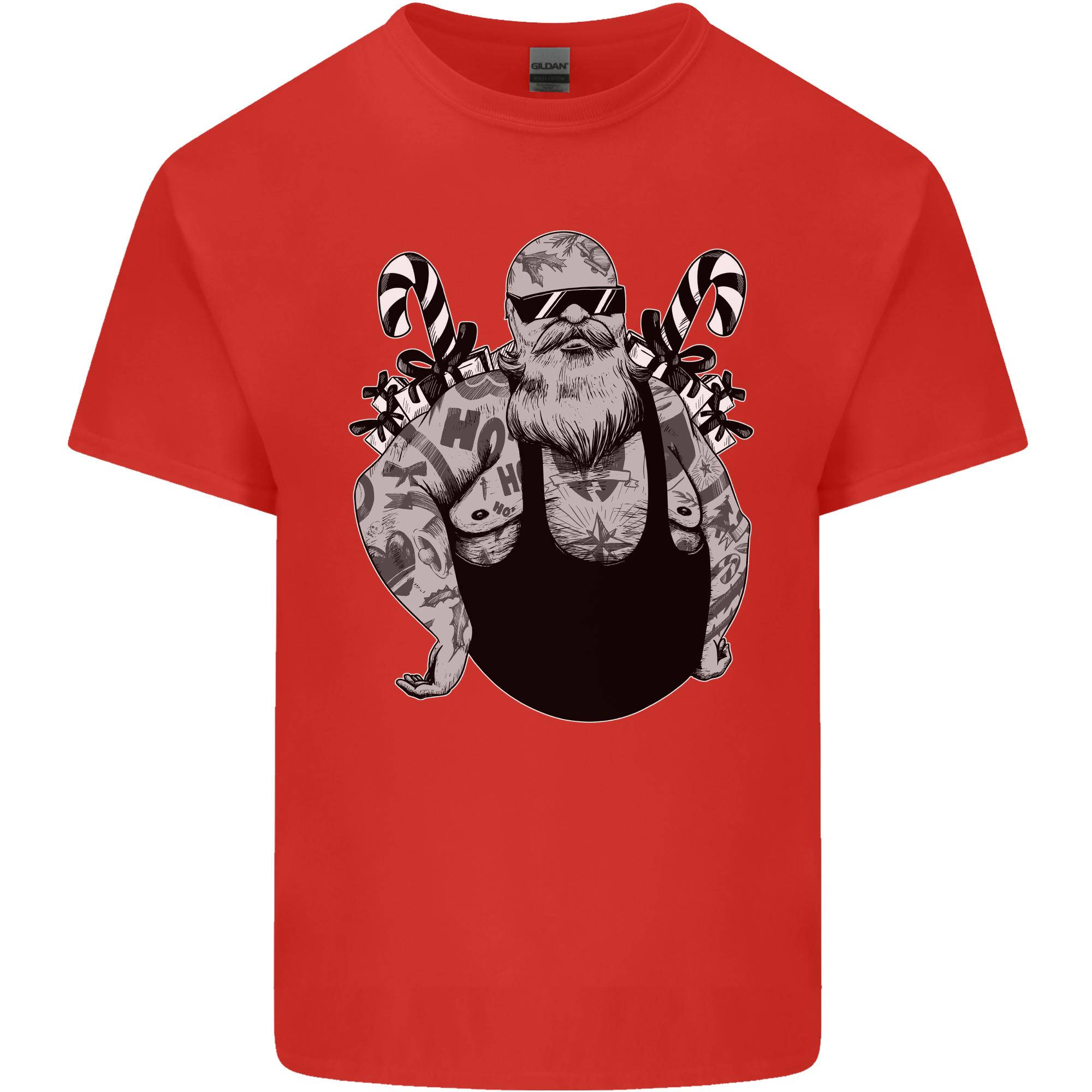 Tattoo Santa Funny Christmas Biker Motorbike Unisexs Light Cotton TShirt S