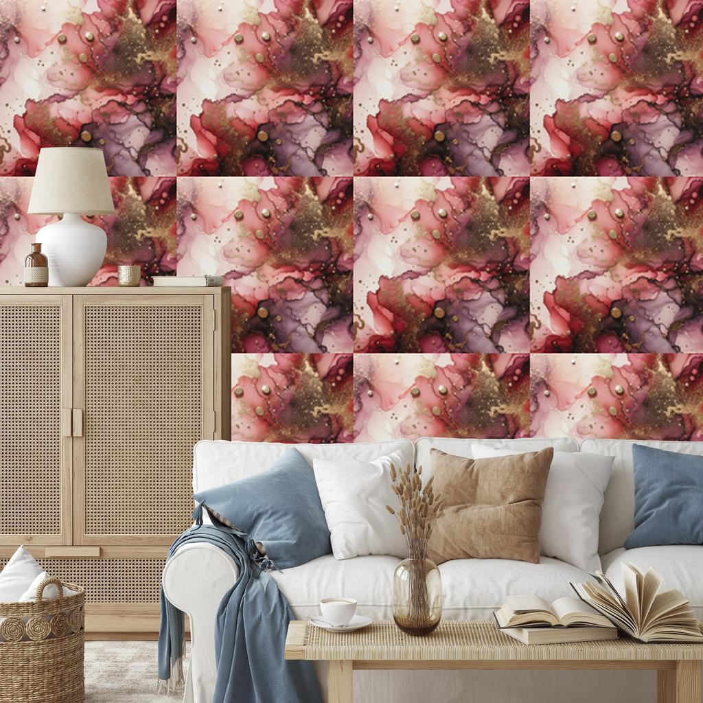 Ink Red and Coral Wallpaper for Living Room and Bedroom 50x1000