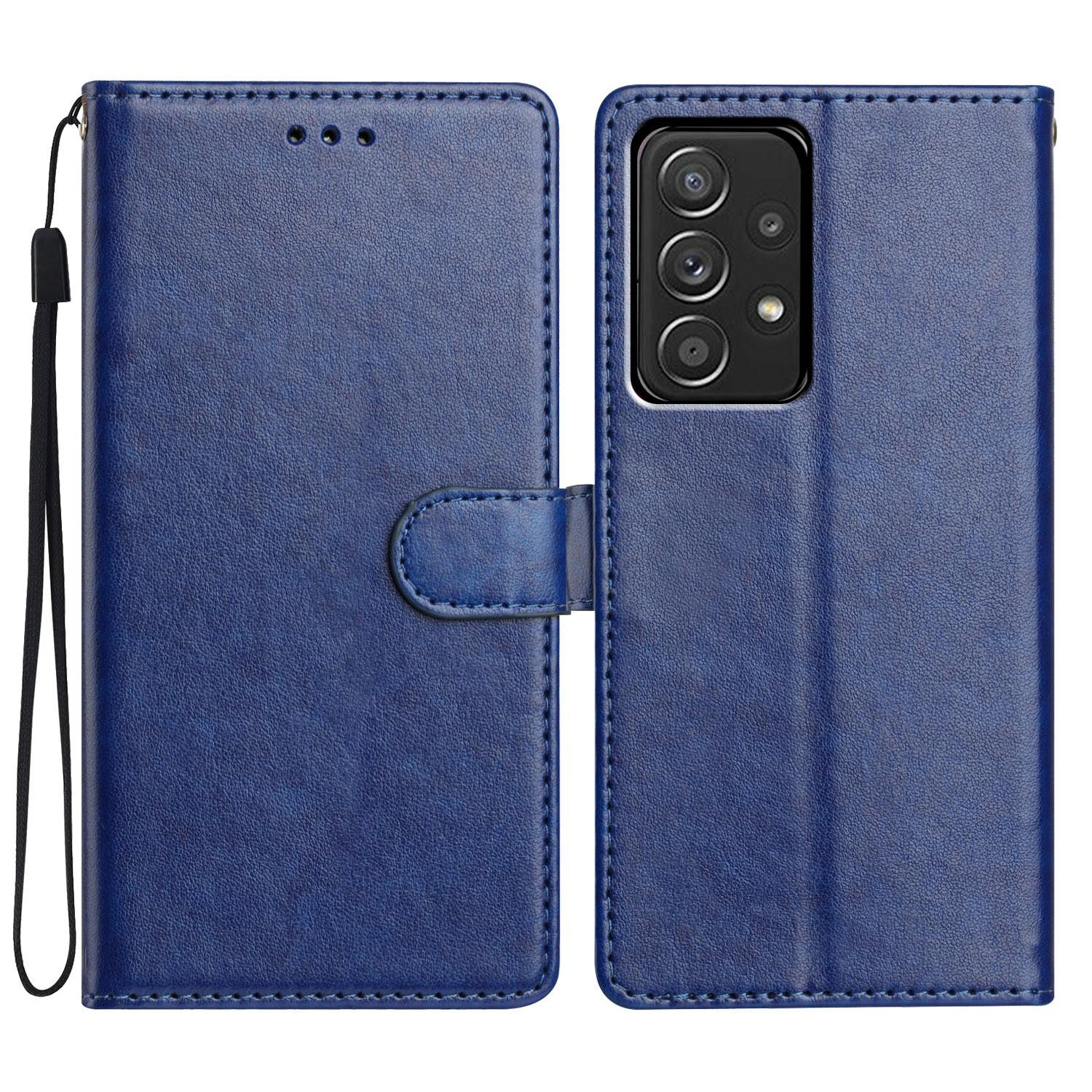 

For Samsung Galaxy A53 5G Leather Phone Case Wallet Stand Cover with Handy Strap Blue