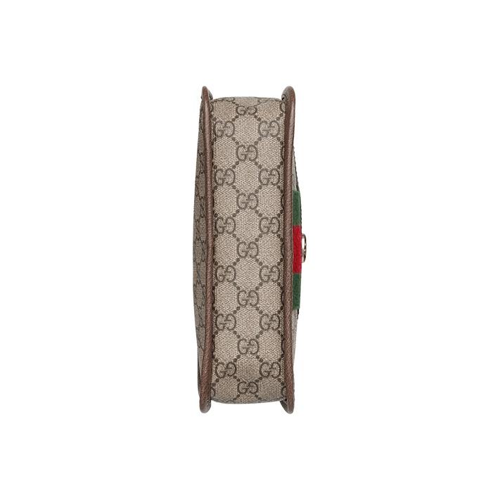 Gucci Ophidia Logo Stripe Web Canvas And Leather Small Tote Crossbody Bag Women Bags Ebony Brown 598130-96IWT-8745