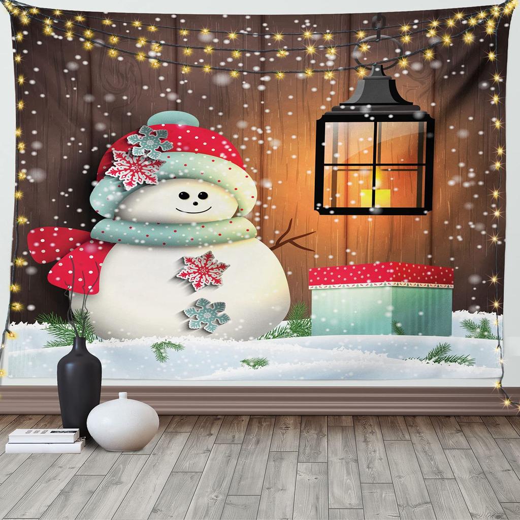 Funny Christmas Snowman Tapestry New Year Party Background Tapestry Bedroom Dormitory Wall Hanging