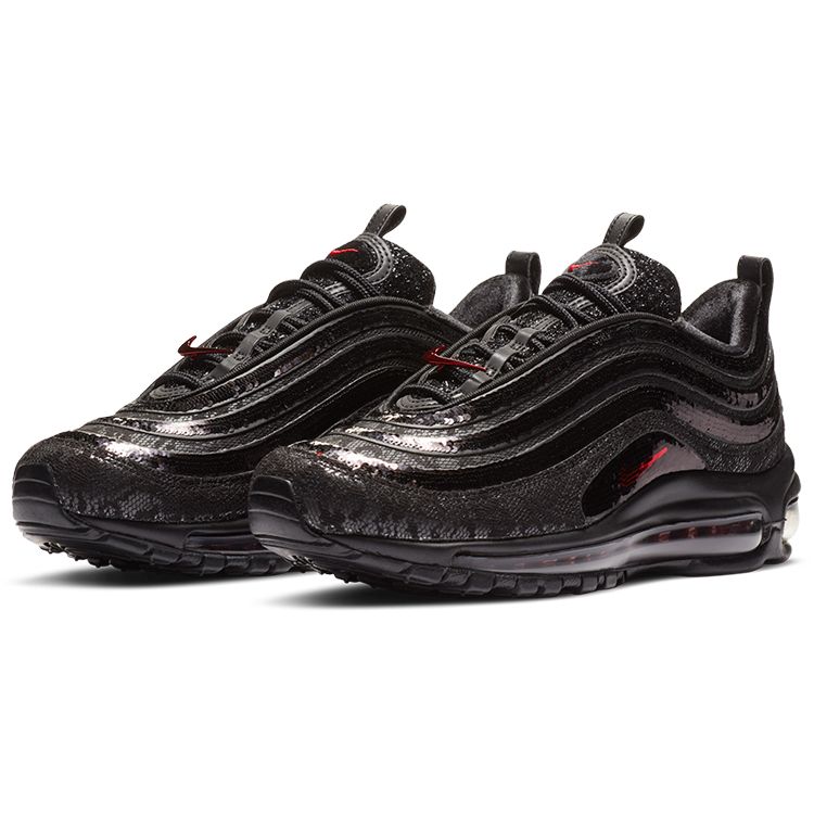Nike Air Max 97 Prm Retro Sports Mesh Fabric Synthetic Leather Low Top Air Cushion Casual Running Shoes Women Sneaker Black Red DC1709-060