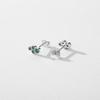 MODIAN Real 925 Sterling Silver Cute Mini Tiny Small Vintage Green Stud Earrings For Women Pave Setting CZ Fine Jewelry Gift