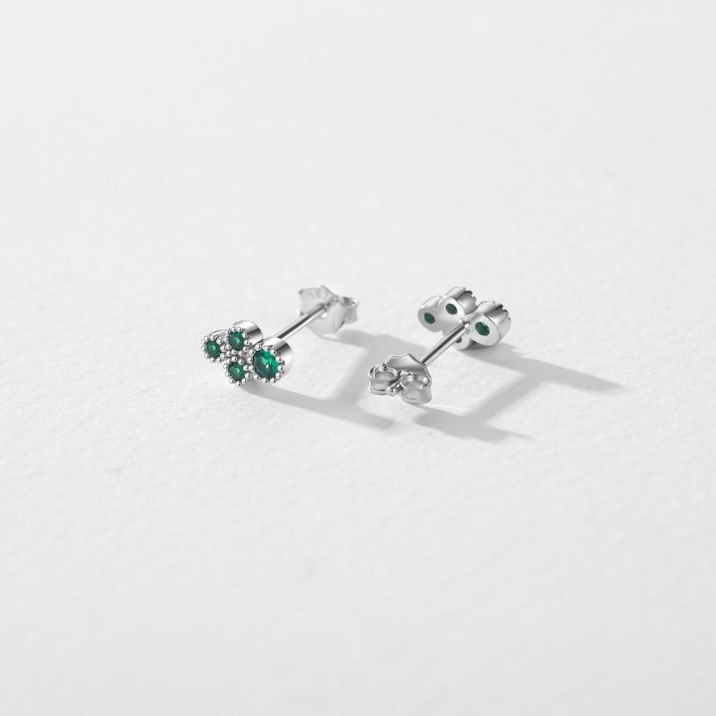 MODIAN Real 925 Sterling Silver Cute Mini Tiny Small Vintage Green Stud Earrings For Women Pave Setting CZ Fine Jewelry Gift