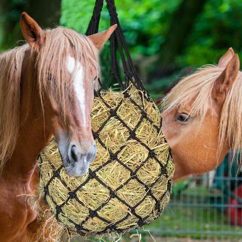Hay Nets for Horses Slow Feeding Horse Hay Bag with Fixed Ring Treat Holder Basket for Stalls Herders Farmers Yards Sheep