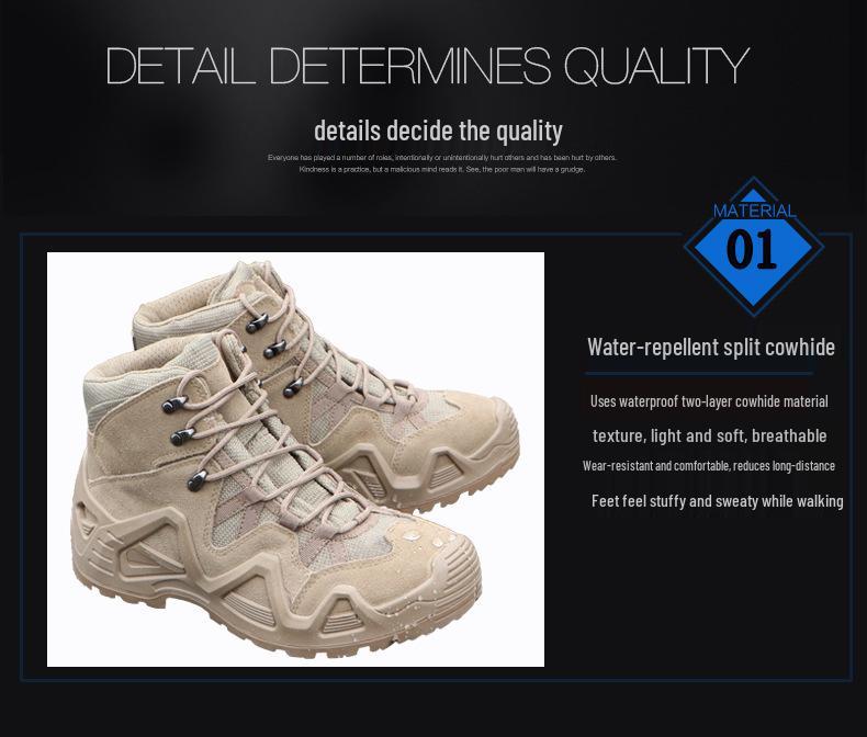 Bottes d'extérieur imperméables de combat et tactiques pour hommes pour la randonnée, le cyclisme, la pêche et l'alpinisme.