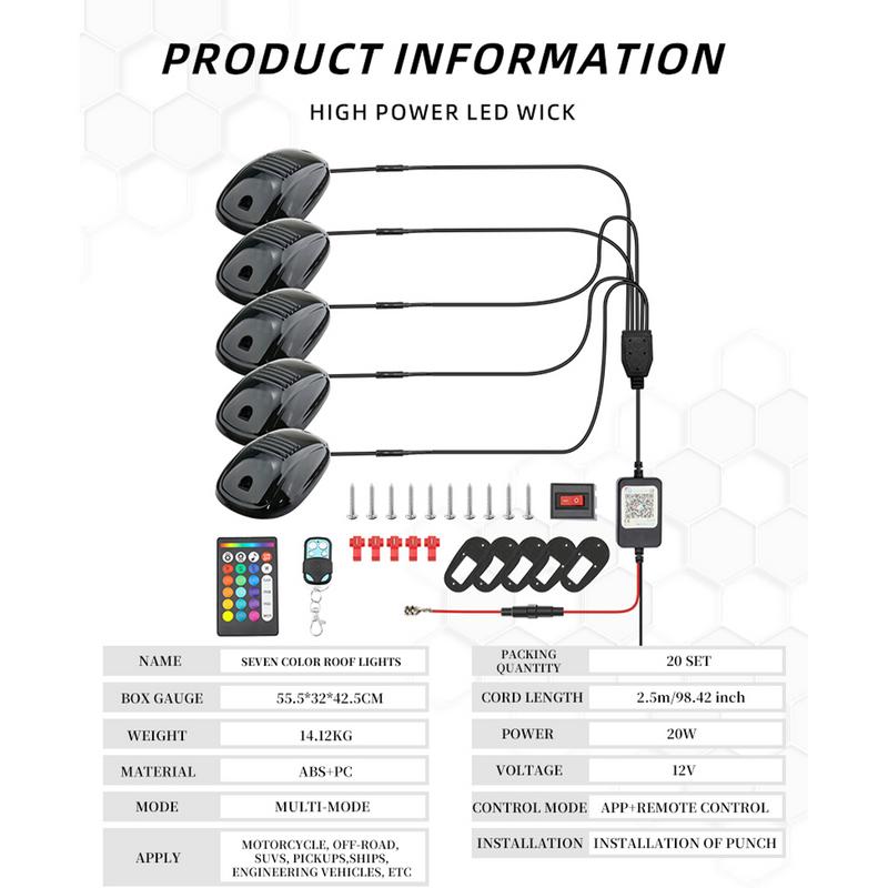 Top Reflective Lights Waterproof Led Cab Lights Roof Lights Roof Marker Lights Cab Light Anti-Scratch Remote Control For Pickup