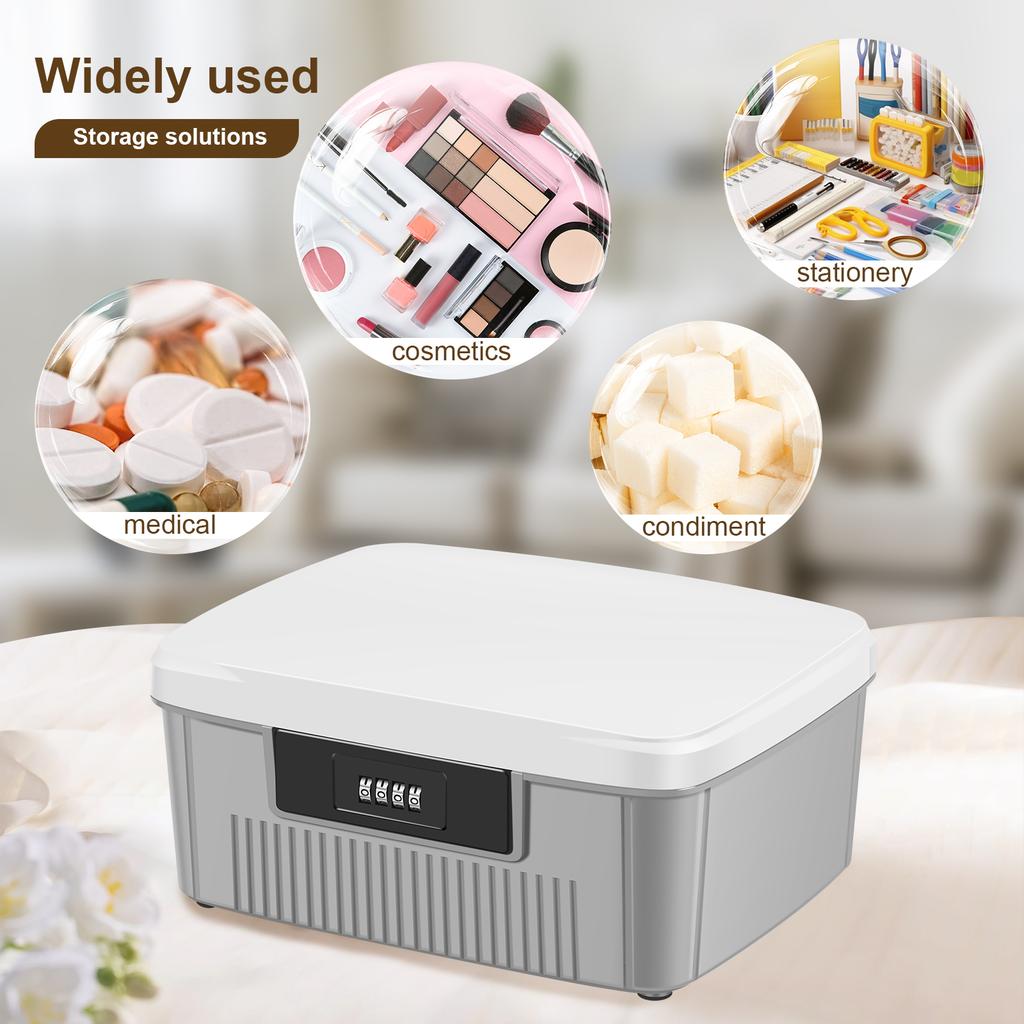 4 Digit Password Lock Safe Box Large Capacity Privacy Container Portable Organizer Household Cash Jewelry Security Storage Box