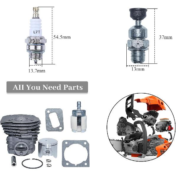 44mm Cylinder Piston Pin Ring Kit For Husqvarna 350 351 353 346 For Jonsered CS 2150 2149 2152 2153 Chain Saw Nikasil Plated Parts