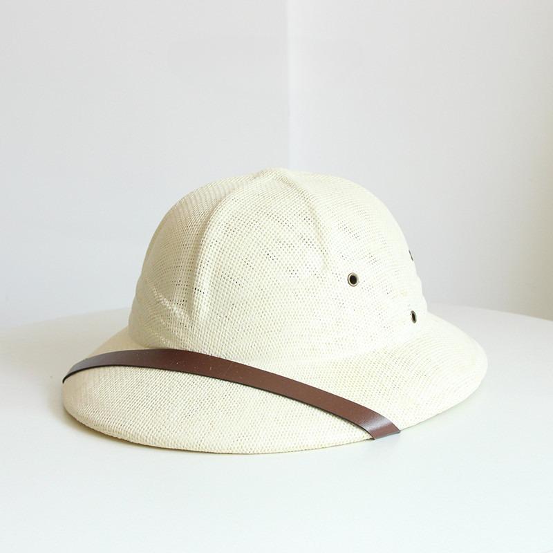

Handmade Sun Straw Hat Men s Head Security Helmet cap Summer Women s Breathable Sunshade Fisherman Hat Belt Hair-styling cap 52-56cm молоко, білий колір