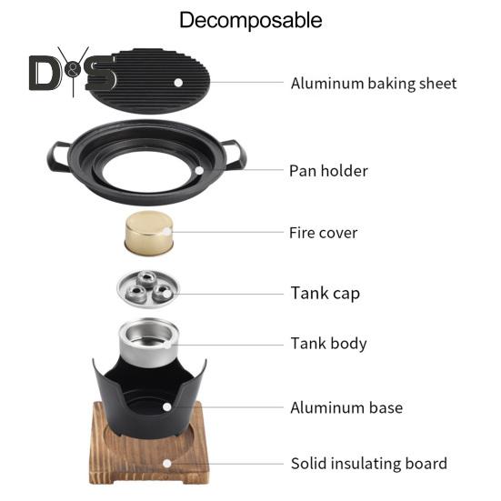 Mini-BBQ-Alkoholkocher, japanischer Kochofen für eine Person, antihaftbeschichtete Grillplatte für den Außenbereich, für Camping-Picknick, multifunktionale Grillwerkzeuge