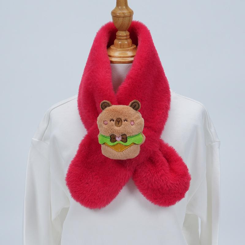 Cute Cartoon Panda Plush Scarf for Kids - Windproof & Thickened Winter Neck Warmer