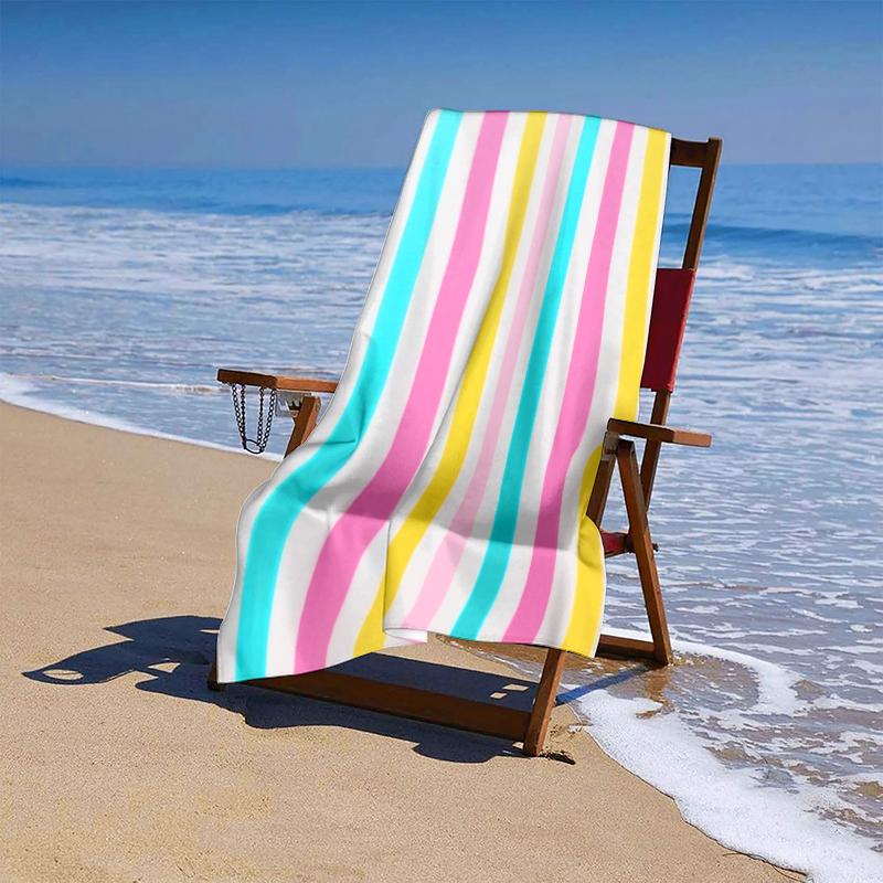 Microfiber Tropical Beach Towel Quick-Dry Striped All-Season Bulk Dropshipping Available for Pool Swimming Yoga