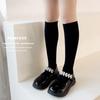 Černé a bílé ponožky z husího peří pro děti, středně dlouhé ponožky, letní tenké podkolenky, nadkolenky