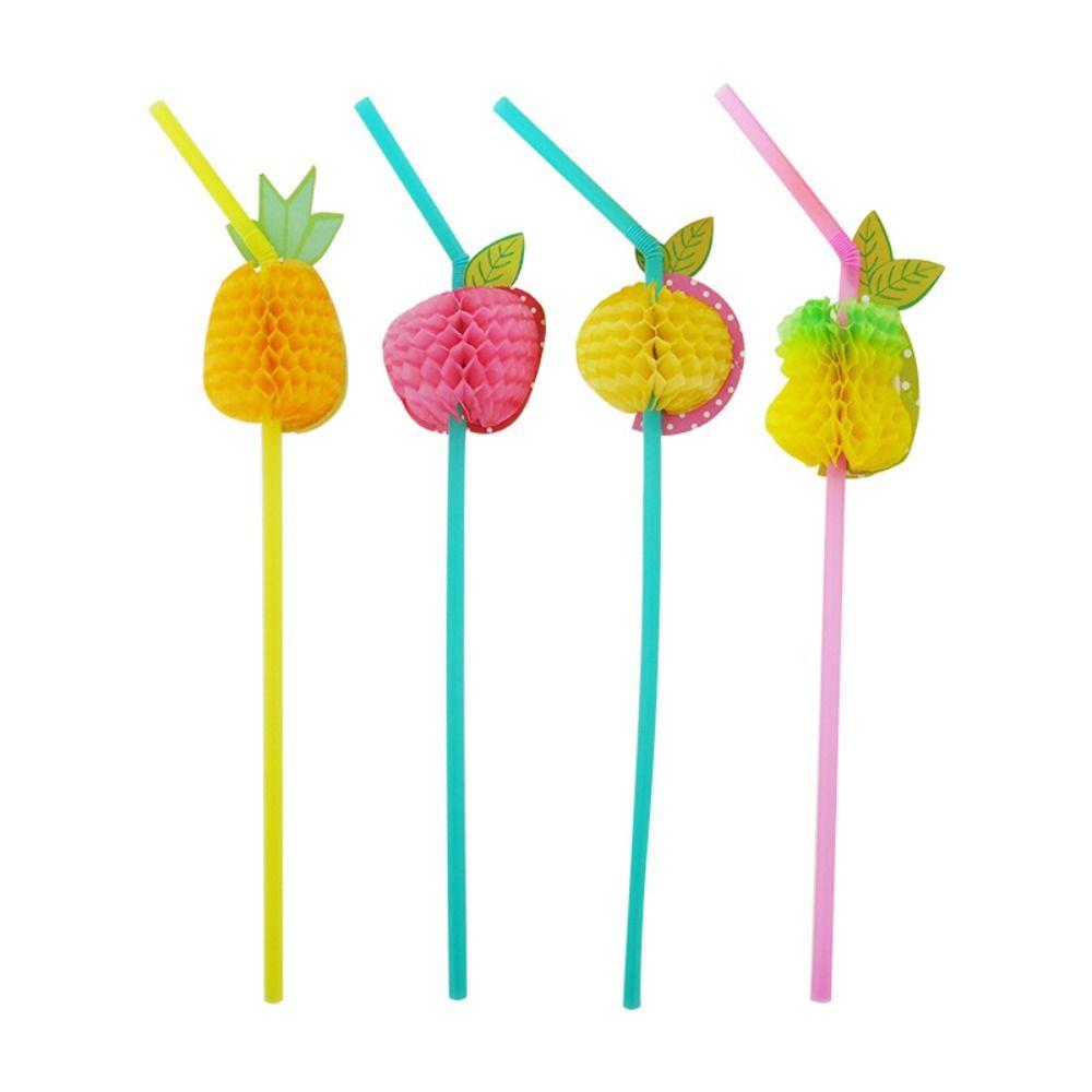 Straw Plastic for Fashion Party Pool Paper Decoration Assorted Cocktail Fruit Straws Drinking