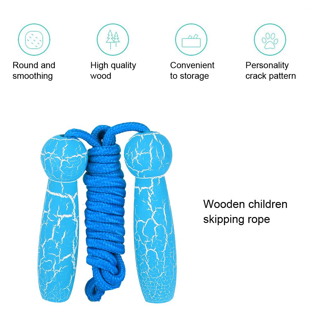 Wooden Adjustable Skipping Rope Fitness Children Students Adult Jump Ropes ToyBlue