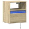 VidaXL Wall-mounted Bedside Table with LED Lights Sonoma Oak, Floating Bedside Table, Phone Holder, Table of 3307979