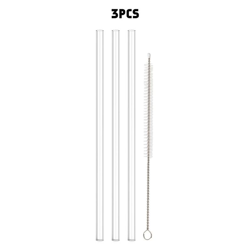 Replacement Straws Reusable Plastic Straws With Cleaning Brush Semi-Transparent Pe Food Grade Straws