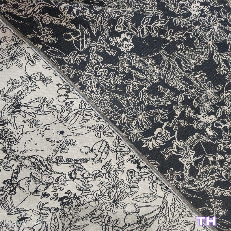 Chinese Style Rabbit Cherry Jungle Animal Jacquard Fabric Loafer Shoes & Bucket Hat.