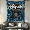 Purple Blue Swirl Marble Tapestry, Streetwear Signature Logo Wall Hanging for Room Aesthetic Decor