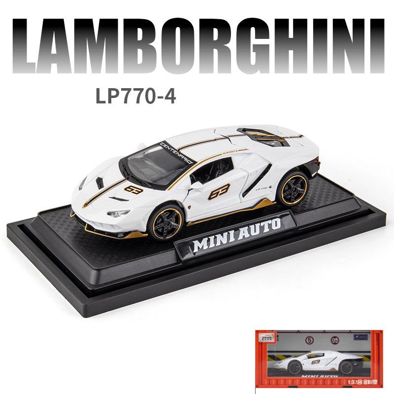 1:Lambo LP770-4 Modellauto aus Druckgusslegierung im Maßstab 32, Rückziehfahrzeug mit Ton und Licht für die Geschenkkollektion für Kinder und Erwachsene