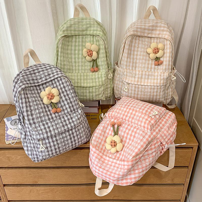 Japanese Ins Campus Forest Plaid Backpack for Girls  Middle School Girls High School Students  Lightweight School Bags  Versatile Backpacks