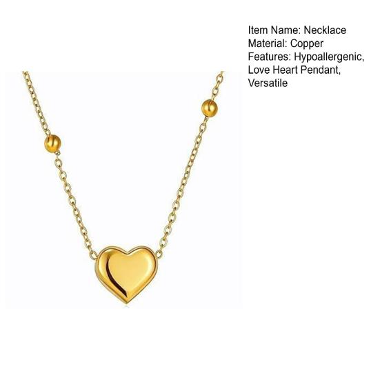Heart Charm Necklace, Women Love Heart Necklace, Golden Heart Pendant Dainty Necklace for Daily Wear Work Party