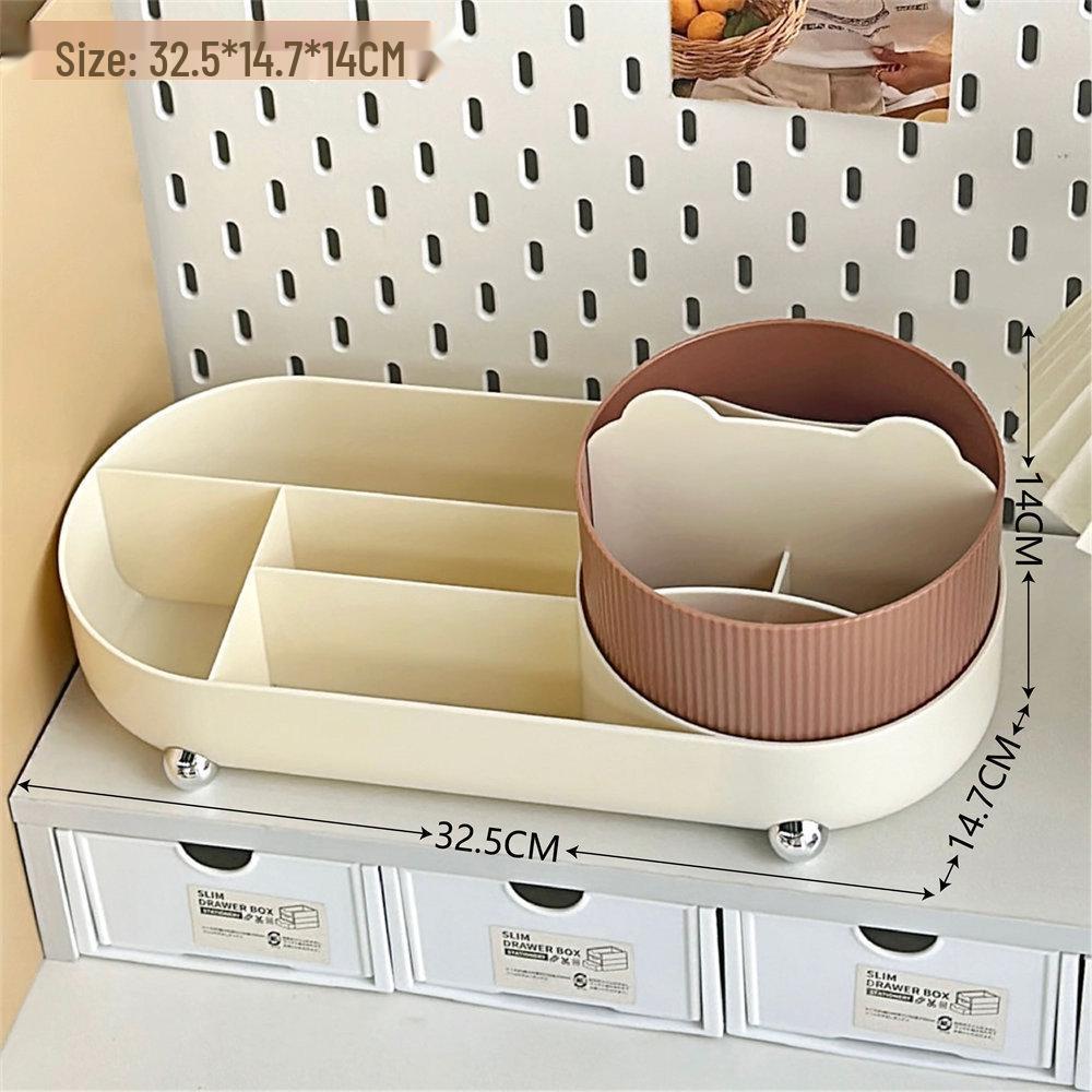 Premium Rotating Cosmetic Organizer: Minimalist Box for Makeup Brushes, Lipsticks, Puffs & Pens