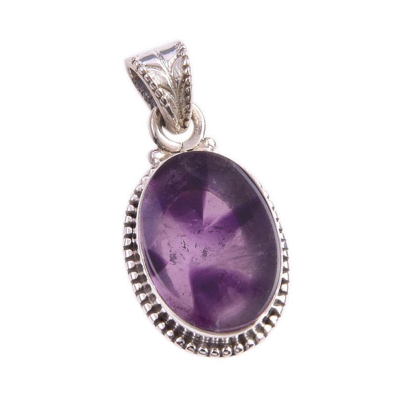 Natural Cloud Amethyst Gemstone Handmade 925 Solid Silver Pendant 1.25'' A7y52