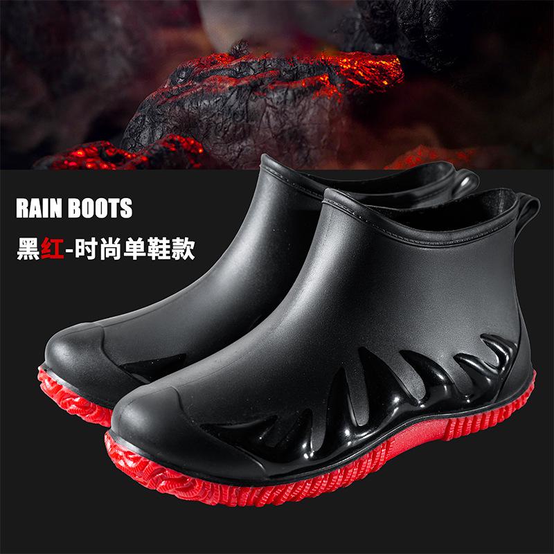 Water Shoes Men's Rain Shoes Men's Low-top Rain-proof Short Tube Non-slip Rain Boots Velvet Cotton Water Boots Work Rubber Shoes