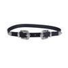 Button Double Women Faux Leather Belt With Floral Decor For Office Wears Casual