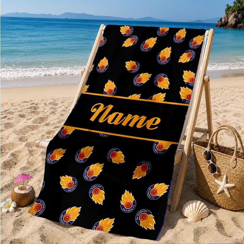 Custom Name Beach Towel Saiyans Football Crest Microfiber Beach Towel, Lightweight for Summer Travel, Swimming Pool Fan Birthday Gift