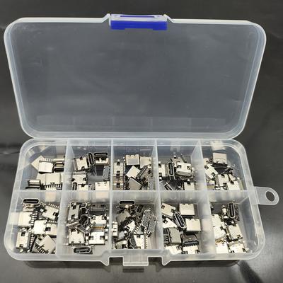 100Pcs/Box 10Models Type-C USB Charging Dock Connectors Mix 6Pin and 16Pin Use for Phone and Digital Product Repair Kit