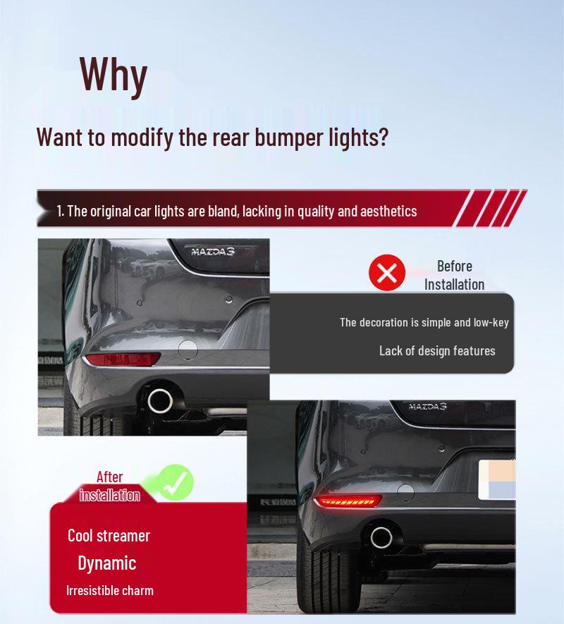 Retrofit LED Sequential Turn & Brake Lights for 2020-2025 Mazda 3 Axela Rear Bumper