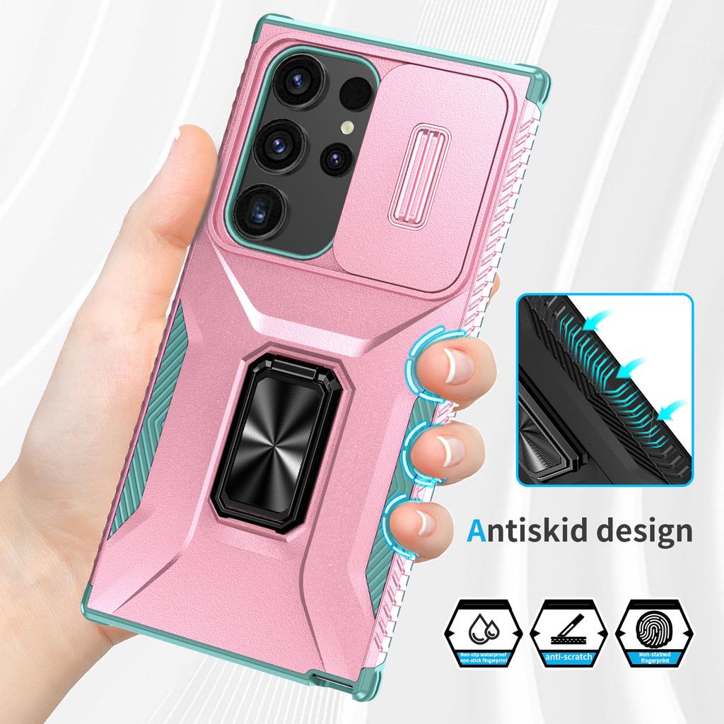 For Samsung Galaxy S24 Ultra Case Camshield Kickstand TPU+PC Anti-Slip Phone Cover