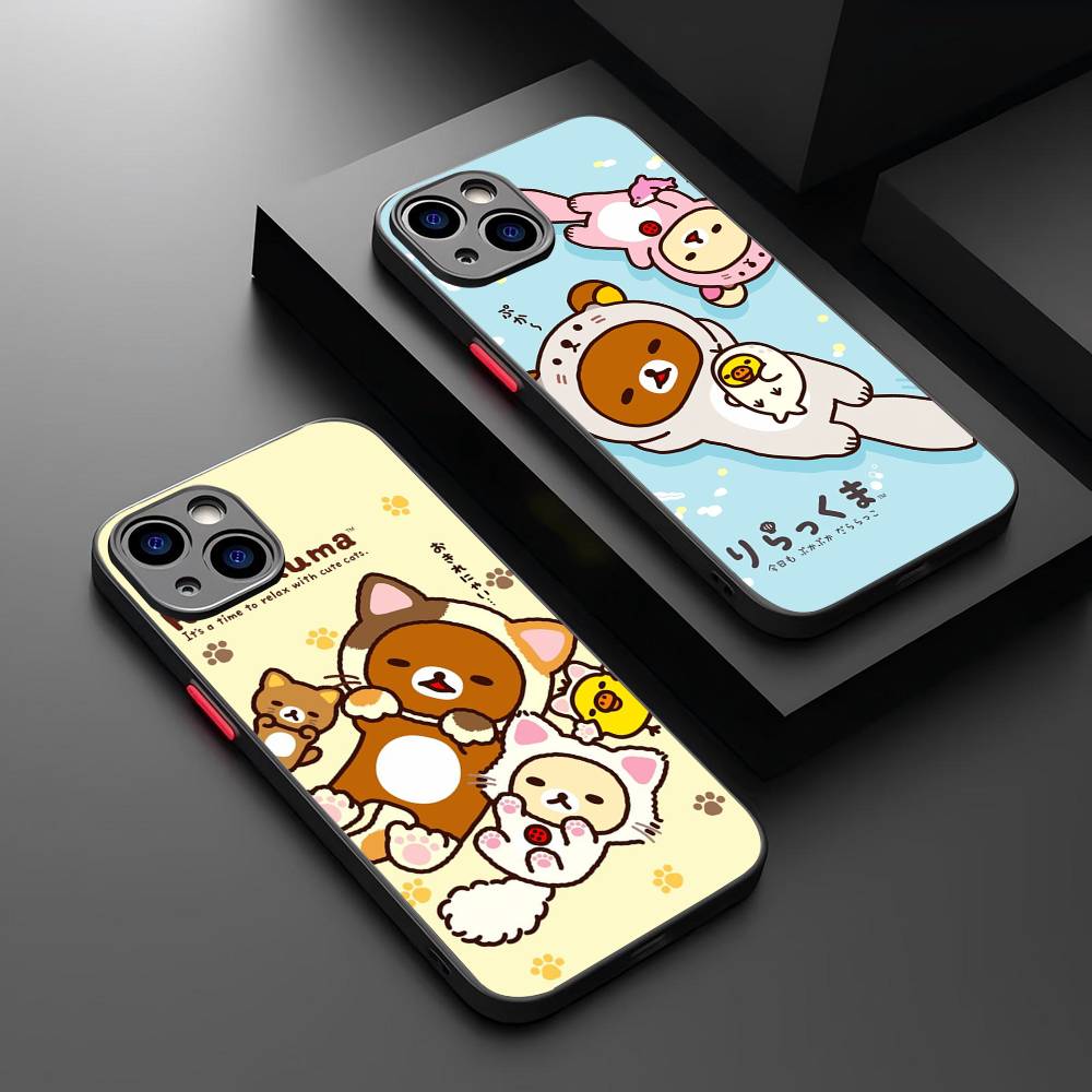 Rilakkuma Anime Cute Cartoon For IPhone 11 12 13 14 15 16 Pro Max Plus X XS MAX Shockproof Matte Back Cover