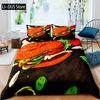 Hamburger Duvet Cover Set Meat Cheese Comforter Cover Fast Food Theme Bedding Set Cartoon Hamburg Pattern Quilt Cover For Kids