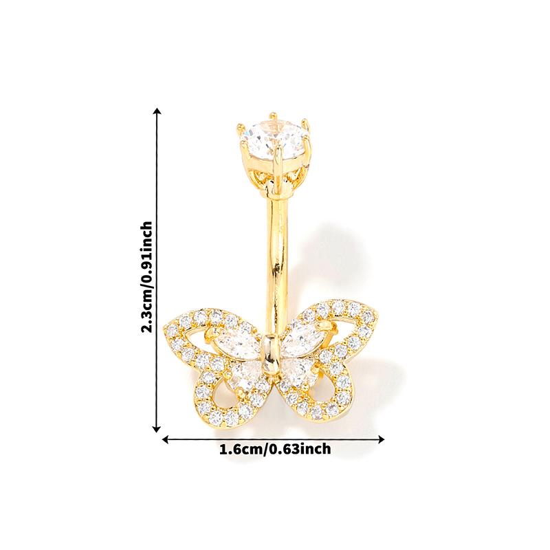Butterfly Belly Button Rings Stainless Steel Navel Piercing Barbell For Women Zircon Belly Ring Sexy Body Jewelry Gifts