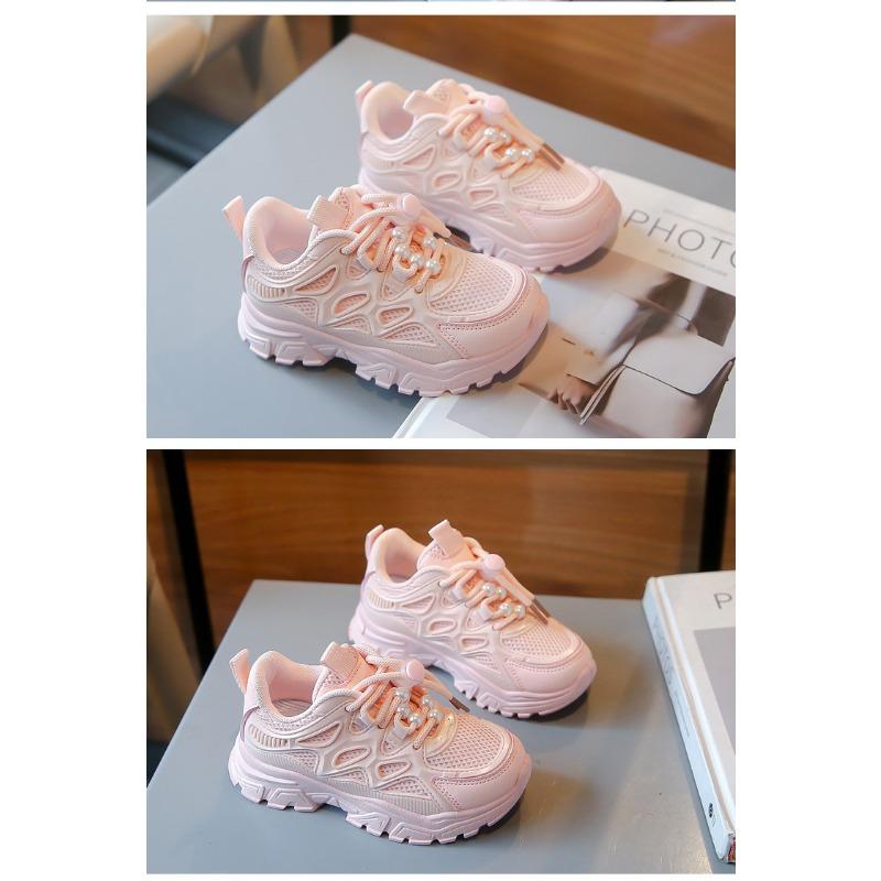 Pantofi sport pentru fete, primăvară și toamnă 2024, pantofi cu perle noi pentru copii, pentru elevi, pantofi ocazionali anti-alunecare cu talpă moale