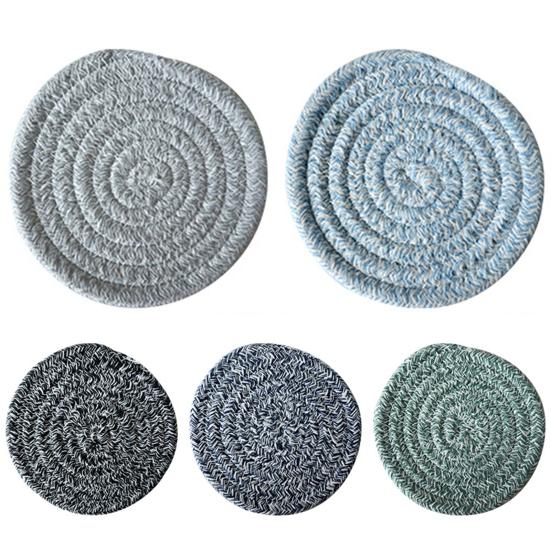 Anti-deformed Woven Tea Coaster Non-slip Cotton Line Table Coffee Woven Cup Pad Kitchen