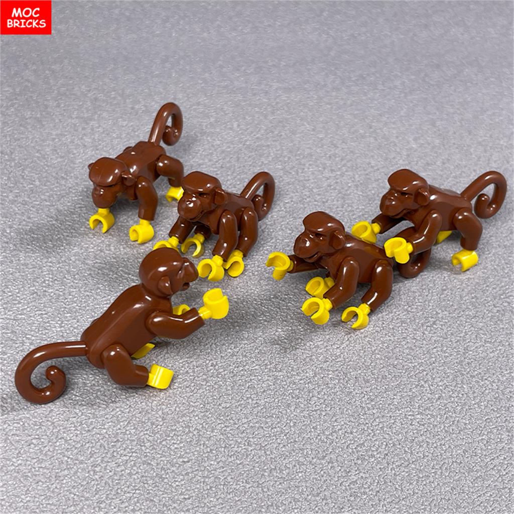 MOC Bricks Jungle Underbrush Forest Animal Monkey Goat Giraffe Bird Night Owl Accessories Building Blocks Friend Toys Gifts