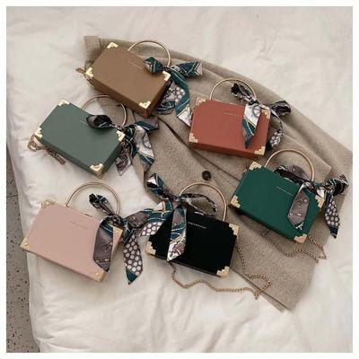 Chain Bag Women's Messenger Women's Bag Fashion Box Bag Trend Winter New Silk Scarf Shoulder Handbag Small Bag