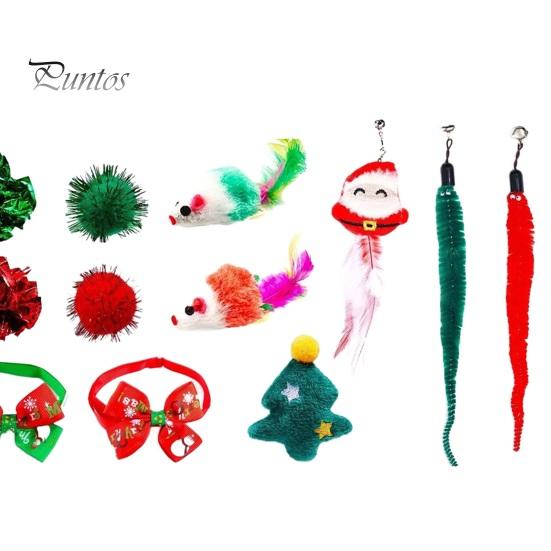 Cat Advent Calendar Interactive Countdown Blind Box 12/24 Cat Teasing Toys Bow Tie Collars Set Christmas Cat Accessories