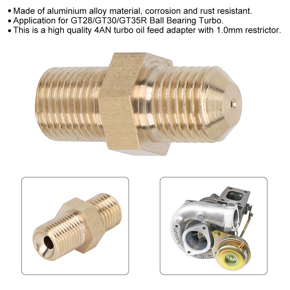 4AN Oil Inlet Feed Adapter with 1.0mm Restrictor for GT28 GT30 GT35R Ball Bearing Turbo