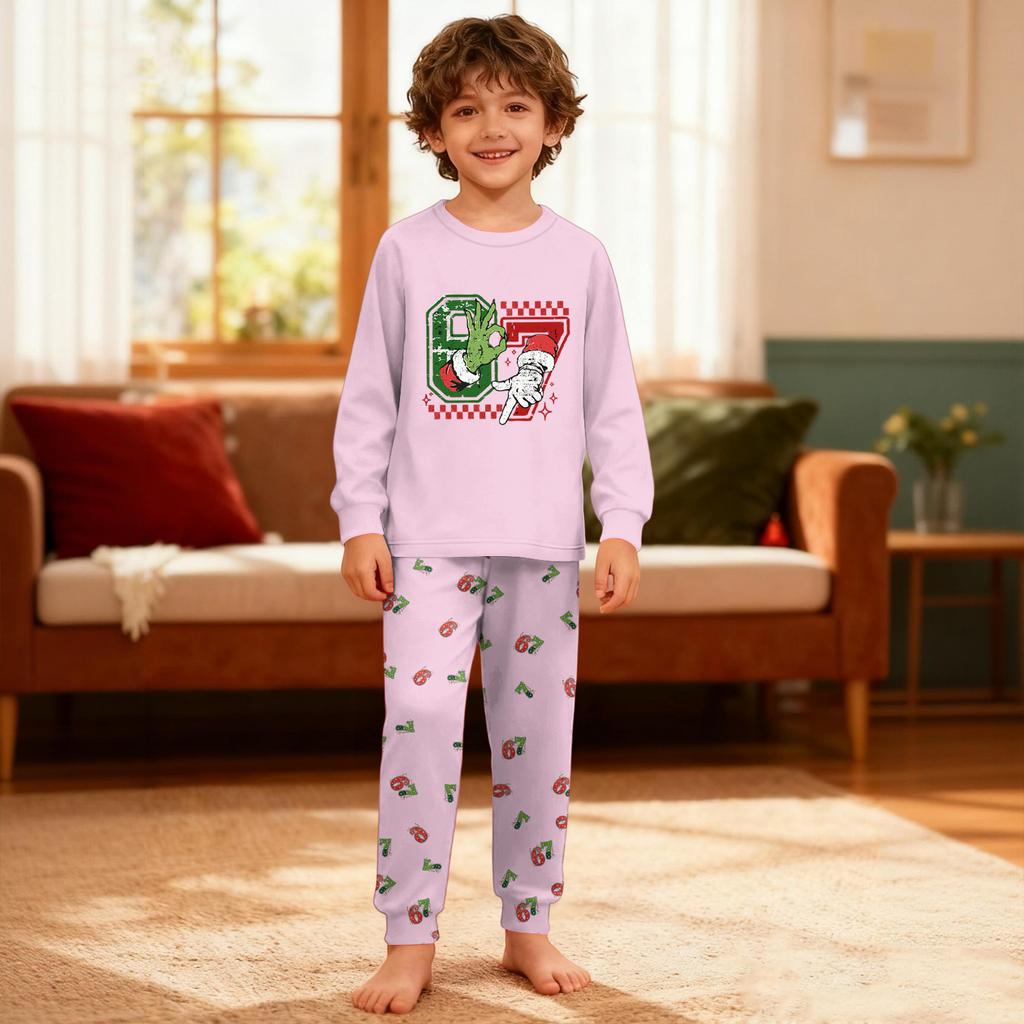 Dětská souprava - Chlapecká a dívčí tištěná tenká dvoudílná souprava s dlouhým rukávem a kalhotami