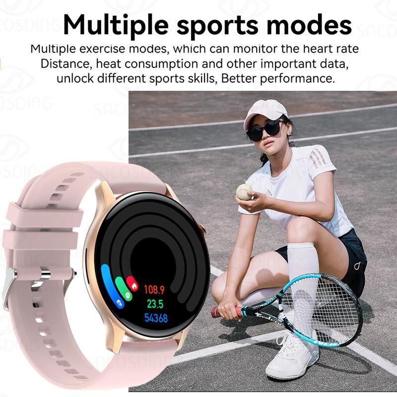 SACOSDING AMOLED Smart Watch Women Always On Display Clock Bluetooth Call Voice Control IP68 Waterproof Fitness Bracelet Smartwatch Women